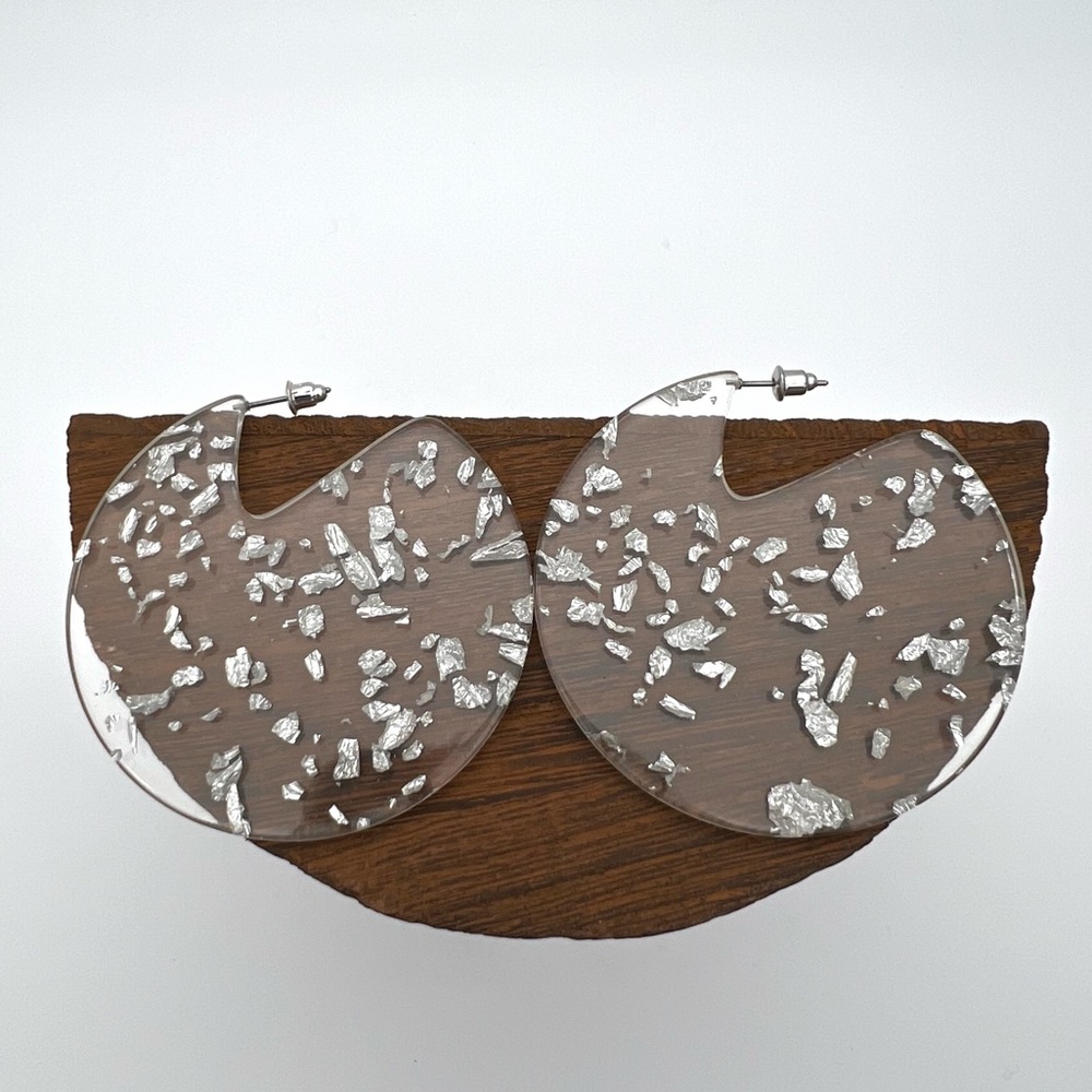 Vintage Silver Foil Acrylic Earrings